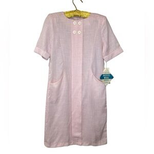 Vintage w/ Tags Pink shift-dress by Checkaberry Shoulderpads pockets